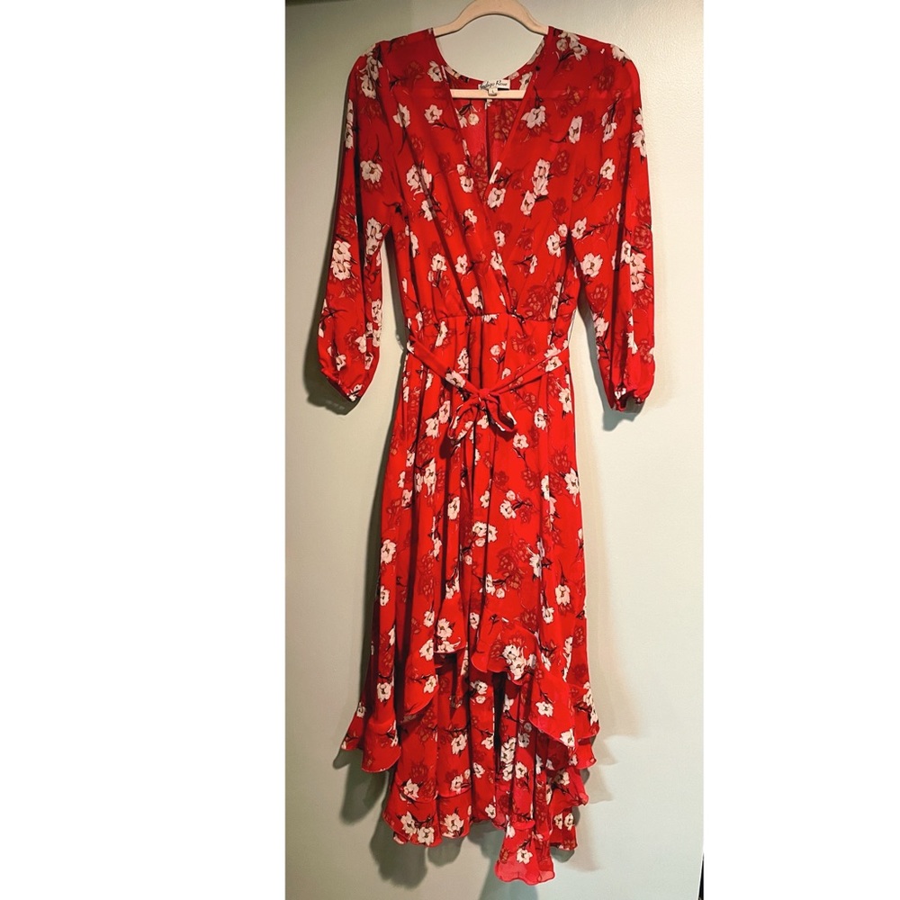 Indigo Rose Red Floral High-Low Dress